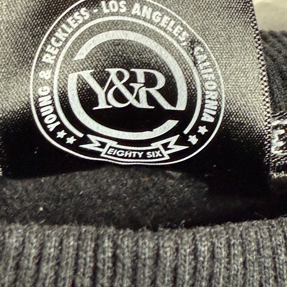 Young Reckless Womens Sweatshirt L Black Spellout LA Script Urban Streetwear - Picture 12 of 16